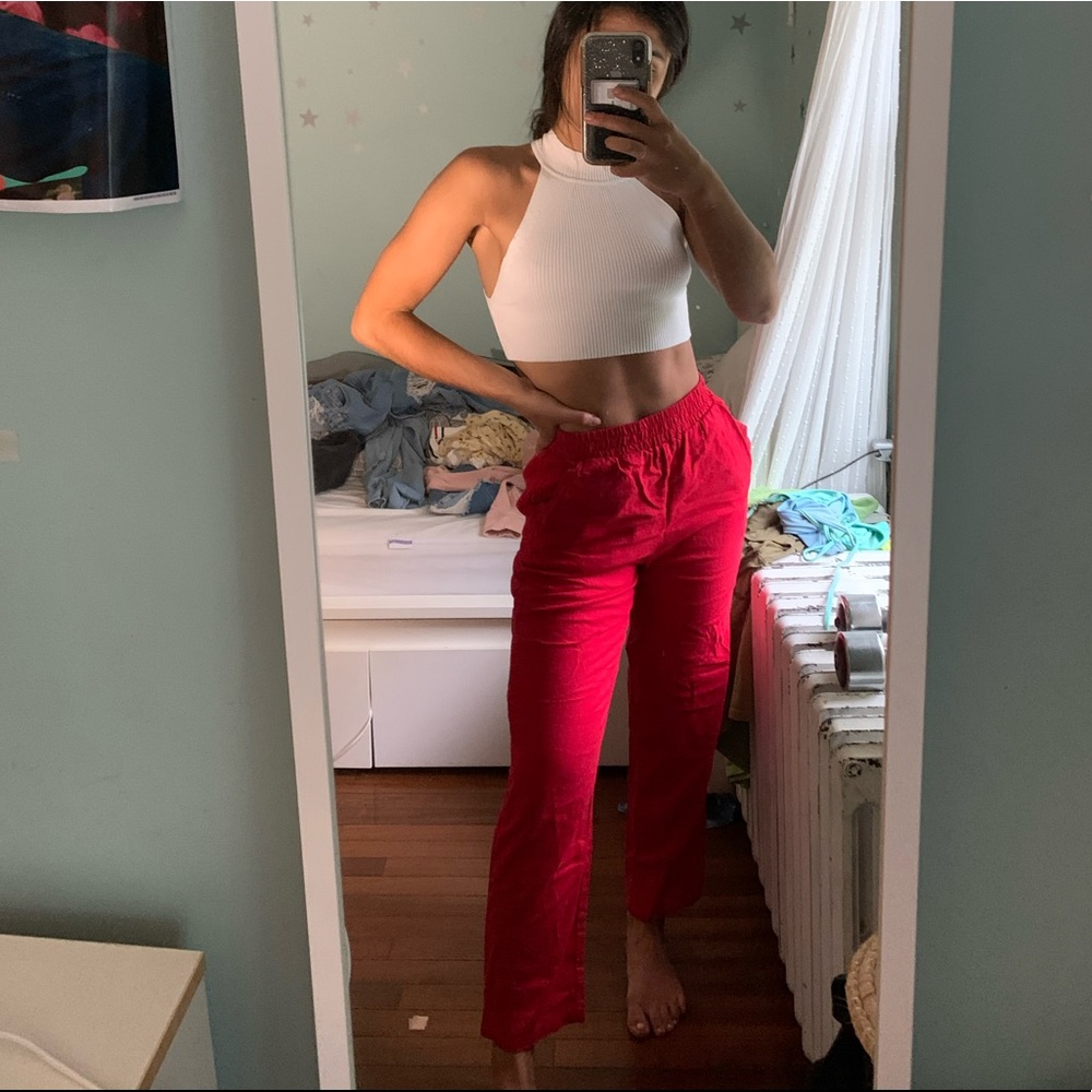 red wide leg flowy forever 21 pants